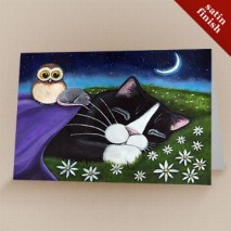 A Watchful Eye Cat Art Greeting Card
