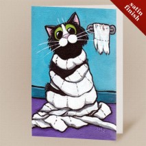 Mummified Cat Art Greeting Card