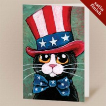 Patriotic Tuxedo Cat Greeting Card