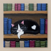 Book Love - Cat Art Ceramic Tile