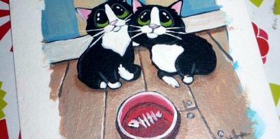 Cat ACEO - Nothing but Bones