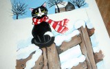 Snow Inspired Cat ACEO