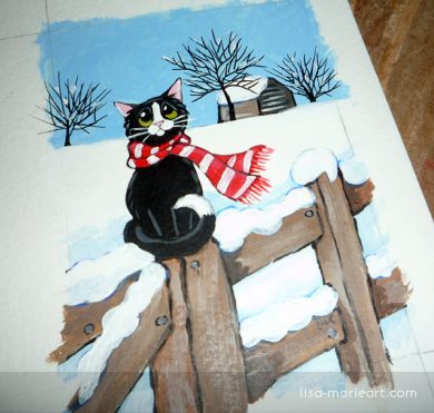 Snow Inspired Cat ACEO