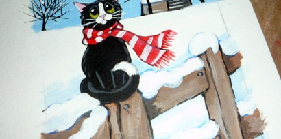 Snow Inspired Cat ACEO
