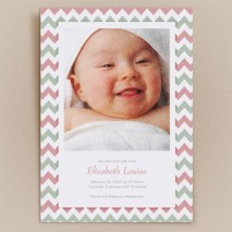 Chic Chevron New Baby Announcement - Pink & Sage