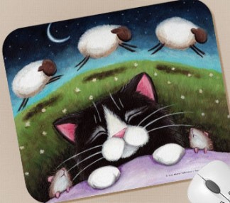 Sheep Dreams Fantasy Cat Art Mousepad