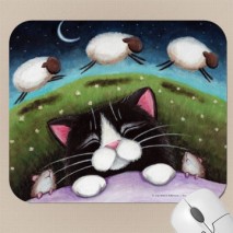 Sheep Dreams Fantasy Cat Art Mousepad