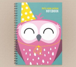 Happy Pink Party Owl Notebook