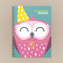 Happy Pink Party Owl Notebook