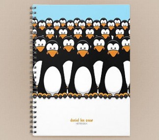 Crowd of Cartoon Penguins Notebook