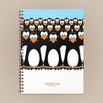 Crowd of Cartoon Penguins Notebook