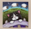 Sheep Dreams - Cat Art Tile Sheep Dreams - Cat Art Tile