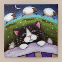 Sheep Dreams - Cat Art Tile