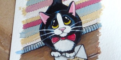 You're Invited Cat ACEO by Lisa Marie Robinson