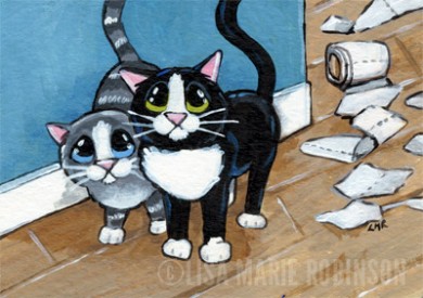 Crime Scene - Cat ACEO by Lisa Marie Robinson