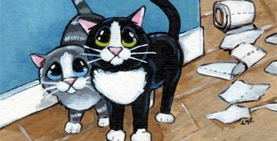 Crime Scene - Cat ACEO by Lisa Marie Robinson