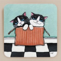 Special Delivery Cat Art Cork Coasters