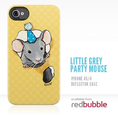 Little Grey Party Mouse iPhone 4 Case by Lisa Marie Robinson