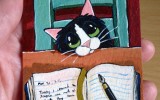 Cat ACEO - Dear Diary by Lisa Marie Robinson
