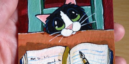 Cat ACEO - Dear Diary by Lisa Marie Robinson