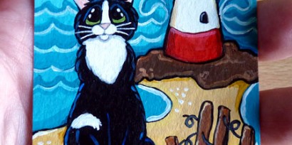 Cat ACEO - Lighthouse View