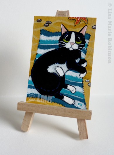 Cat ACEO - Best Spot on the Beach by Lisa Marie Robinson