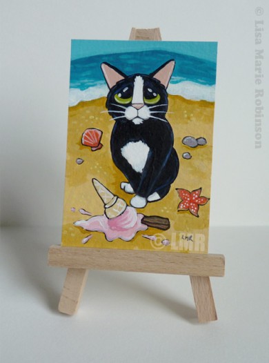 Cat ACEO - Oops Dropped it by Lisa Marie Robinson