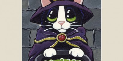 A Wizardy Brew - Halloween Cat ACEO