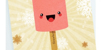 Kawaii Strawberry Ice Lolly Christmas Card