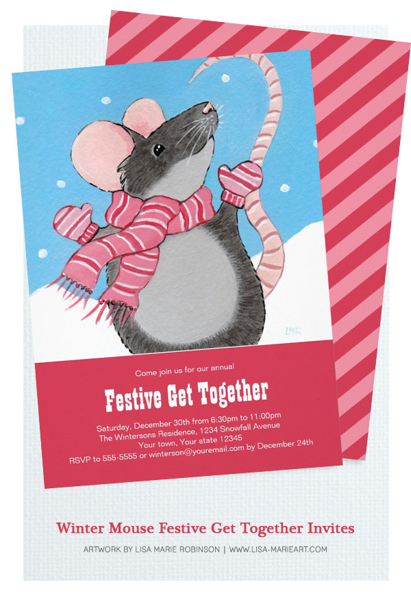 Winter Mouse Festive Get Together Invitations