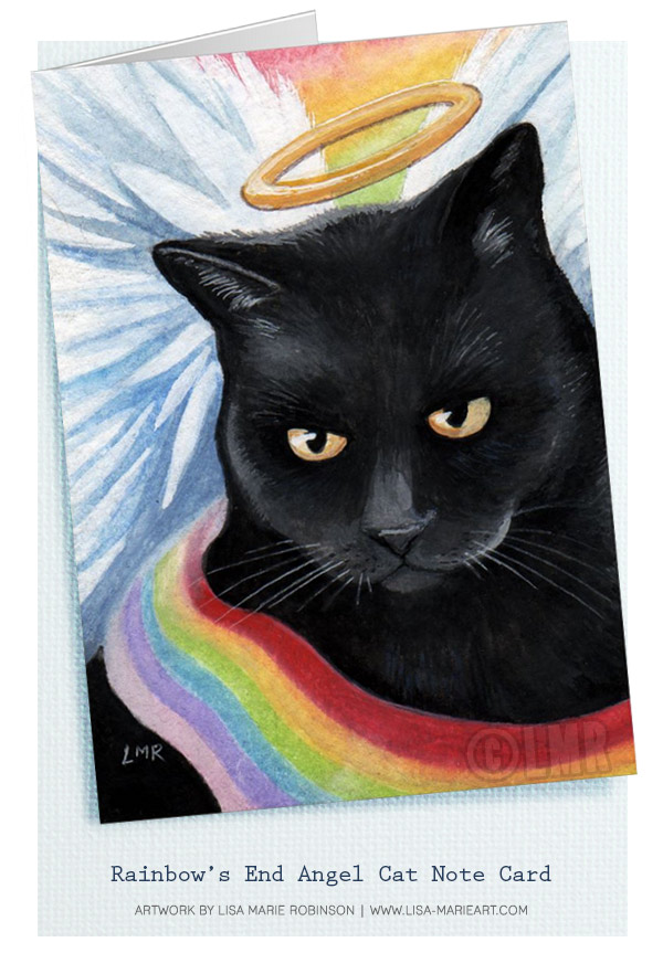 Rainbows End Angel Cat Note Card