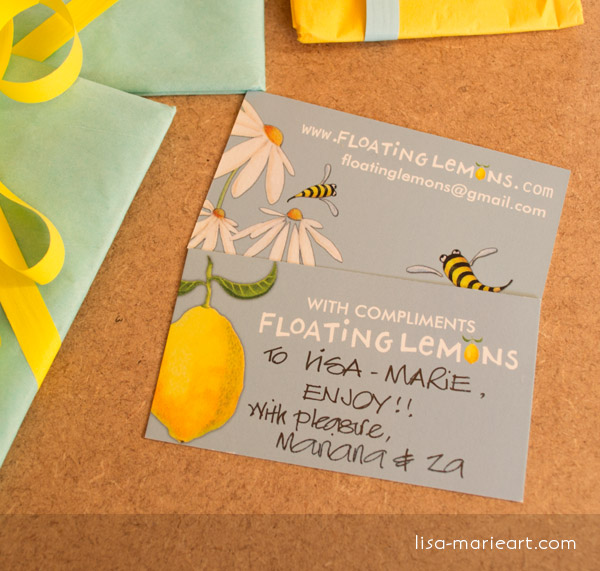 Floating Lemons box of goodies -compliment cards