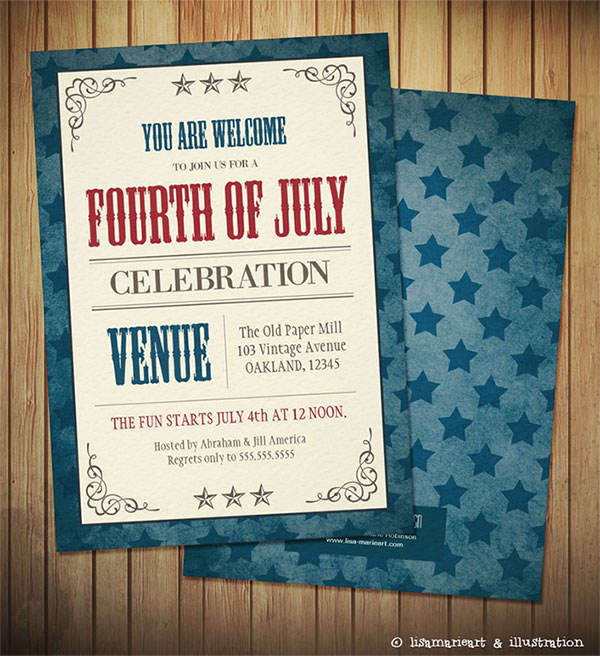 Vintage Fourth of July Celebration Invitations by Lisa Marie Robinson