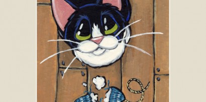 Original cat ACEO - Pleae Mend It by Lisa Marie Robinson