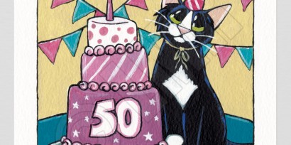 Happy 50th Birthday Cat Painting