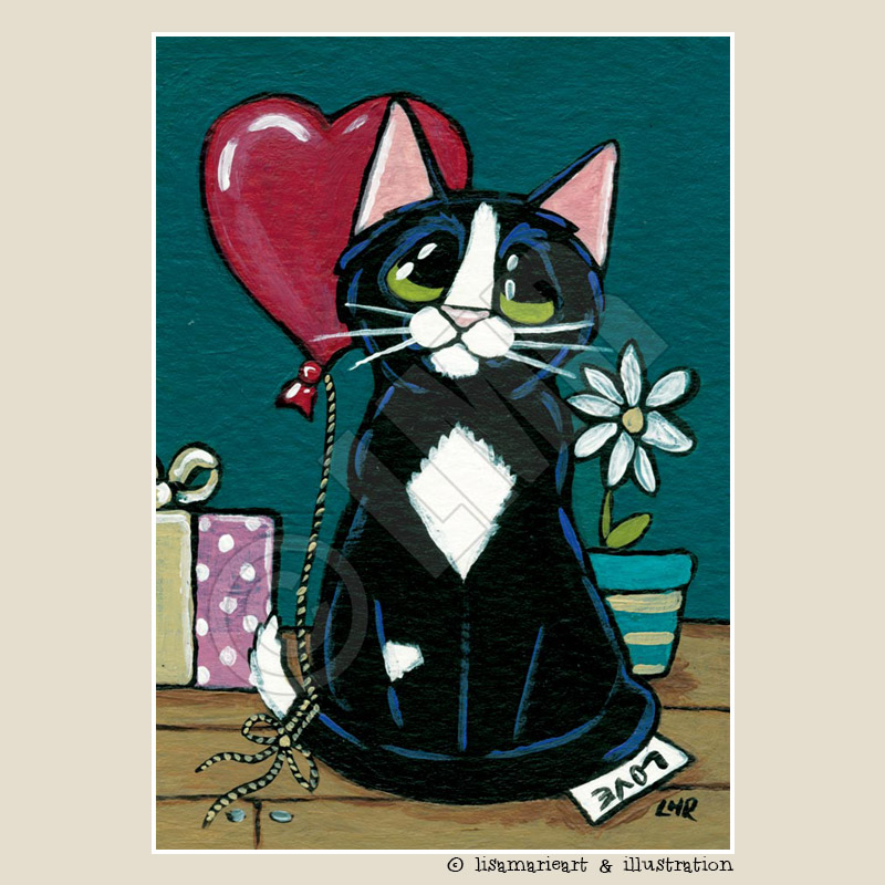 Tuxedo Cat ACEO by Lisa Marie Robinson