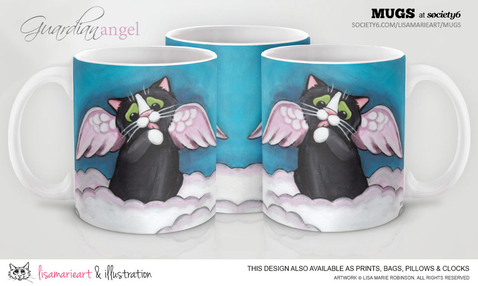 Guardian Angel Cat Art Mug