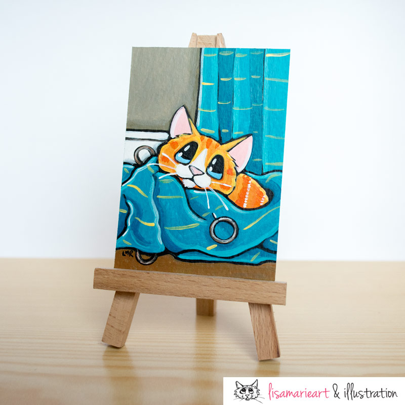 One Down One to Go: Tabby Cat ACEO by Lisa Marie Robinson