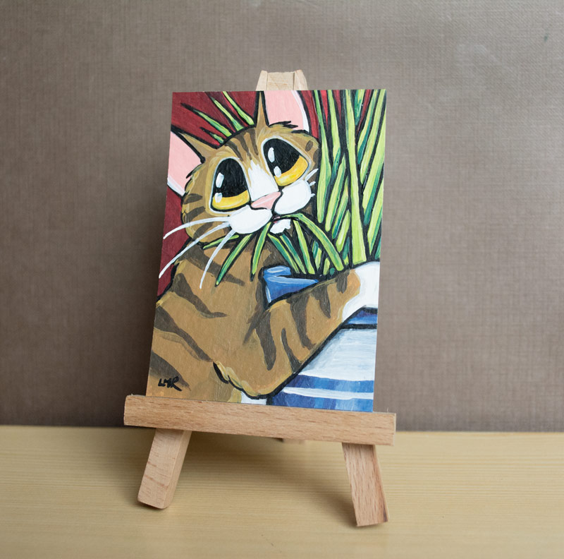 11-07-2014 Keep Off the Grass Tabby Cat ACEO by Lisa Marie Robinson