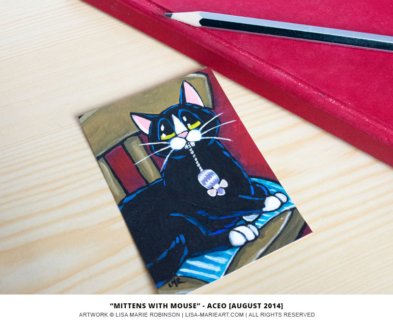 14-08-2014 - Mittens, Tuxedo Cat aceo by Lisa Marie Robinson