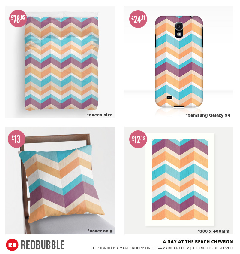 A Day at the Beach Chevron Pattern by Lisa Marie Robinson