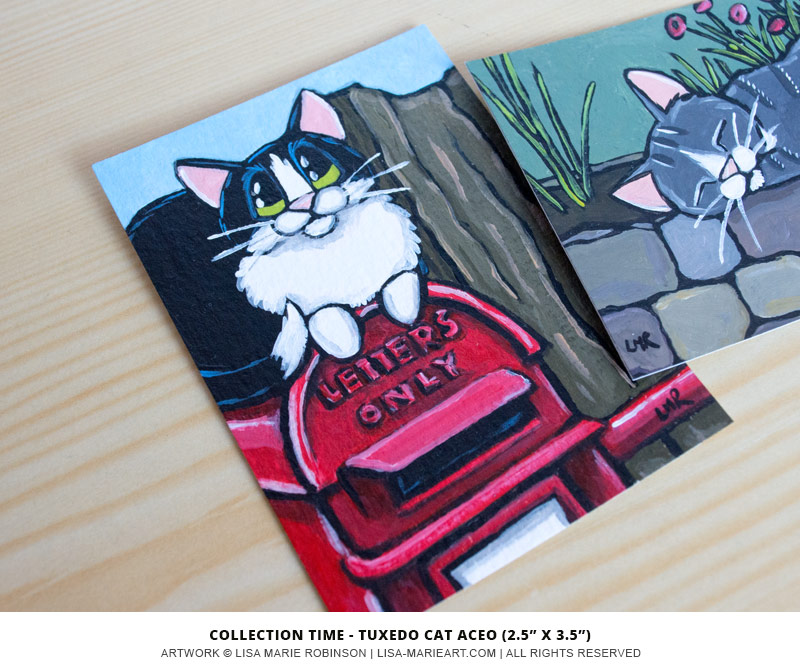 02-09-2014 Collection Time - Tuxedo Cat ACEO by Lisa Marie Robinson