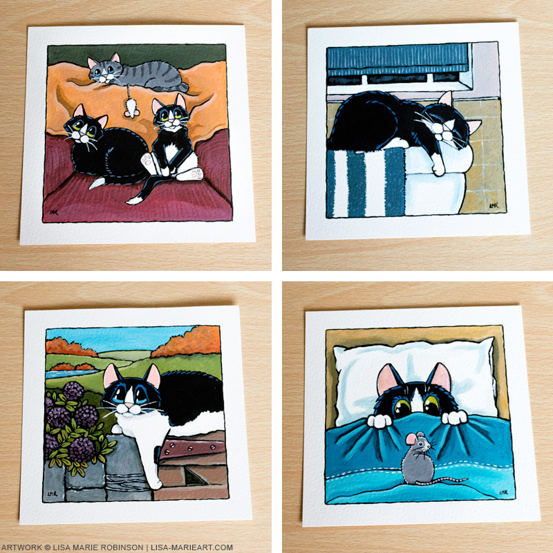 16-11-2014 Tuxedo Cat Illustrations for Whitby Galleries