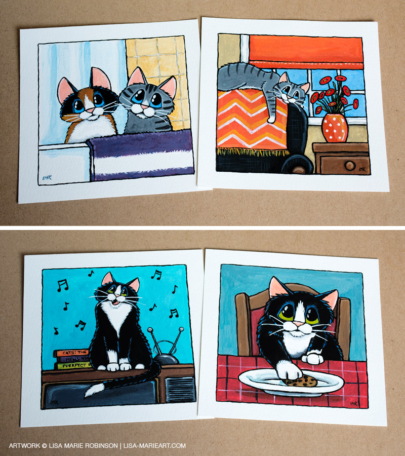 Quirky Cat Illustrations at Whitby Galleries