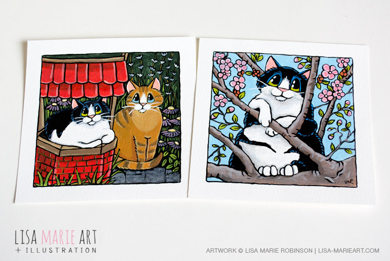 Spring Cat Illustrations at Whitby Galleries