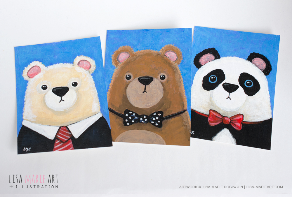 Cute Bear ACEO Art Cards by Lisa Marie Robinson