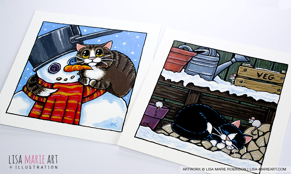 Winter Cat Illustrations at Whitby Galleries - December 2016