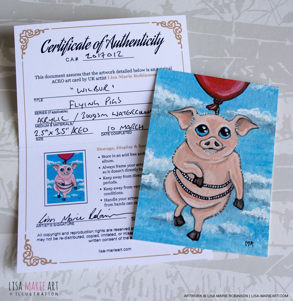 Wilbur - Pig ACEO Art Card with COA
