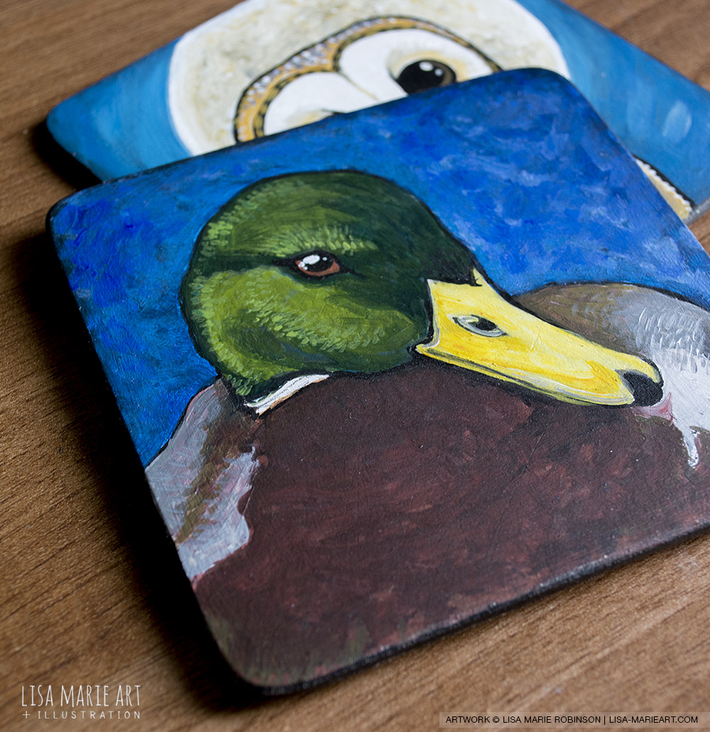 Mallard Duck Coaster Art - Work in Progress