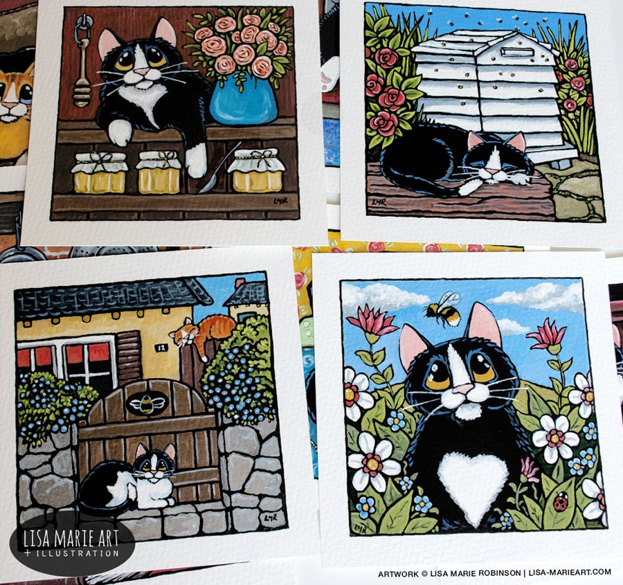 Bee Happy Whitby in Bloom Cat Paintings July 2017